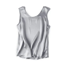 Load image into Gallery viewer, Tank Tops Women 100% Real Silk Blouse Sleeveless Shirts Satin Tunic Tops Summer Loose Casual Solid Plus Size S-XXL
