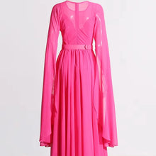 Load image into Gallery viewer, Long Sleeve Thin Pure Color Temperament Retro Chiffon Casual Women Dresses
