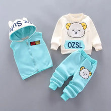 Load image into Gallery viewer, Fleece Hooded Baby Outfit Set
