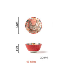 Load image into Gallery viewer, 1pc/cute rabbit hand-painted bowl and plate underglaze ceramic household soup bowl commercial hotel noodle bowl fruit salad bowl
