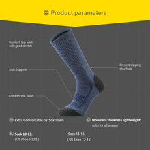 Load image into Gallery viewer, Merino Wool Hiking Crew Socks
