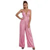 Load image into Gallery viewer, 2024 European and American Deep V French Backless Sequin Wholesale Women's Fashion Spice Sleeveless Halter Jumpsuit
