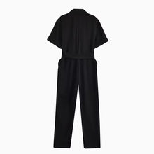 Load image into Gallery viewer, Black Collared Utility Jumpsuit
