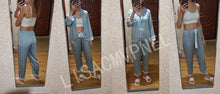 Load image into Gallery viewer, Lace Trim Satin Pajama Set
