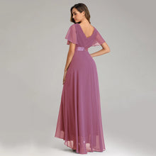 Load image into Gallery viewer, Evening Dresses XUCTHHC Elegant V-Neck Ruffles Chiffon Formal Evening Gown  Robe Vestidos De Fiesta Dress for Wedding Party
