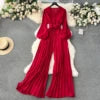 Load image into Gallery viewer, V-Neck Lantern Sleeve Jumpsuit
