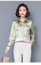 Load image into Gallery viewer, Elegant Satin Silk Office Blouse
