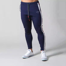 Load image into Gallery viewer, Mens Joggers Side Stripe Sweatpants Man Gym Workout Fitness Cotton Trousers Male Casual Fashion Skinny Track Zipper Design Pants

