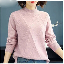 Load image into Gallery viewer, Pink Turtleneck Winter Knit Pullover
