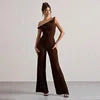 Load image into Gallery viewer, D&amp;M 2025 Satin Jumpsuit for Ladies Elegant Summer Style High Waist Solid Color Casual Tube Tops Long Jumpsuits for Parties
