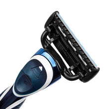 Load image into Gallery viewer, QShave Blue Series 5 Layer USA Blade Manual Razor Mens Shaving Razor with 6 Pieces X5 Blade and each Piece has trimmer Blade
