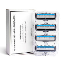 Load image into Gallery viewer, QShave Blue Series 5 Layer USA Blade Manual Razor Mens Shaving Razor with 6 Pieces X5 Blade and each Piece has trimmer Blade
