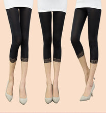 Load image into Gallery viewer, Thin Lace Short Leggings Summer Jeggings Women Pants Bodycon Cropped Capris Skinny Legging Black White Push Up Trousers Elastic
