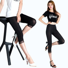 Load image into Gallery viewer, Thin Lace Short Leggings Summer Jeggings Women Pants Bodycon Cropped Capris Skinny Legging Black White Push Up Trousers Elastic
