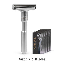 Load image into Gallery viewer, QSHAVE Adjustable Safety Razor Double Edge Classic Mens Shaving Mild to Aggressive 1-6 File Hair Removal Shaver it with 5 Blades
