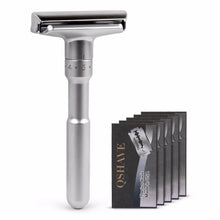 Load image into Gallery viewer, QSHAVE Adjustable Safety Razor Double Edge Classic Mens Shaving Mild to Aggressive 1-6 File Hair Removal Shaver it with 5 Blades

