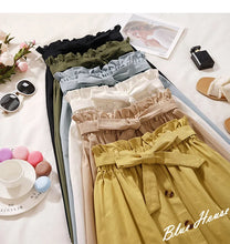 Load image into Gallery viewer, Summer Autumn Skirts Womens Midi Knee Length Korean Elegant Button High Waist Skirt Female Pleated School Skirt
