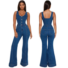 Load image into Gallery viewer, Wide Leg Denim Strap Jumpsuit
