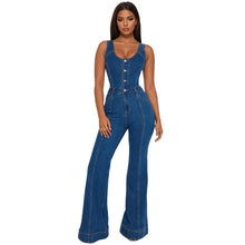 Load image into Gallery viewer, Wide Leg Denim Strap Jumpsuit
