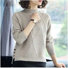 Load image into Gallery viewer, Pink Turtleneck Winter Knit Pullover

