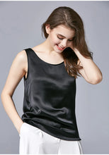 Load image into Gallery viewer, Tank Tops Women 100% Real Silk Blouse Sleeveless Shirts Satin Tunic Tops Summer Loose Casual Solid Plus Size S-XXL
