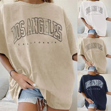Load image into Gallery viewer, Fashion Women's T-shirts LOS ANGELES Letter Prints T Shirt Women 2021 O-Neck Oversized Loose Short Sleeve Summer Tops Streetwear
