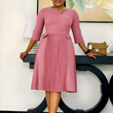 Load image into Gallery viewer, D3295 Latest Design Autumn Elegant Casual Women Dresses Fashion Three Quarter Sleeve Pleated Africa Church Dresses for Women
