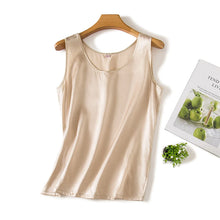 Load image into Gallery viewer, Tank Tops Women 100% Real Silk Blouse Sleeveless Shirts Satin Tunic Tops Summer Loose Casual Solid Plus Size S-XXL
