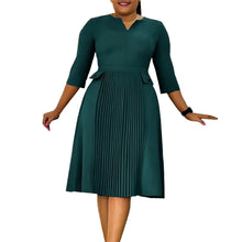Load image into Gallery viewer, D3295 Latest Design Autumn Elegant Casual Women Dresses Fashion Three Quarter Sleeve Pleated Africa Church Dresses for Women
