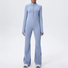 Load image into Gallery viewer, Cross-border European American Zipper Seamless Breathable Spaghetti Strap Cloudy Feeling Tight Long-sleeved Yoga Jumpsuit Sports
