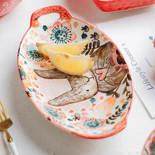 Load image into Gallery viewer, 1pc/cute rabbit hand-painted bowl and plate underglaze ceramic household soup bowl commercial hotel noodle bowl fruit salad bowl
