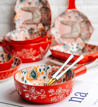 Load image into Gallery viewer, 1pc/cute rabbit hand-painted bowl and plate underglaze ceramic household soup bowl commercial hotel noodle bowl fruit salad bowl
