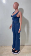 Load image into Gallery viewer, Wide Leg Denim Strap Jumpsuit
