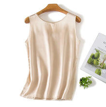Load image into Gallery viewer, Tank Tops Women 100% Real Silk Blouse Sleeveless Shirts Satin Tunic Tops Summer Loose Casual Solid Plus Size S-XXL
