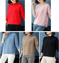 Load image into Gallery viewer, Pink Turtleneck Winter Knit Pullover
