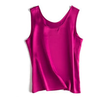 Load image into Gallery viewer, Tank Tops Women 100% Real Silk Blouse Sleeveless Shirts Satin Tunic Tops Summer Loose Casual Solid Plus Size S-XXL
