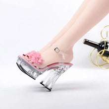 Load image into Gallery viewer, Platform Crystal Peep Toe Heels
