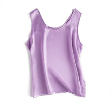 Load image into Gallery viewer, Tank Tops Women 100% Real Silk Blouse Sleeveless Shirts Satin Tunic Tops Summer Loose Casual Solid Plus Size S-XXL
