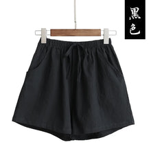 Load image into Gallery viewer, Women's high waisted shorts, fashionable and casual cotton and linen shorts, street wear, women's shorts
