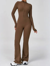 Load image into Gallery viewer, Zipper Breathable Solid 1-Piece Long Sleeve Yoga Jumpsuit High-Intensity Fitness Sports Bodysuit Fast Shipping Available
