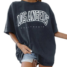 Load image into Gallery viewer, Fashion Women's T-shirts LOS ANGELES Letter Prints T Shirt Women 2021 O-Neck Oversized Loose Short Sleeve Summer Tops Streetwear

