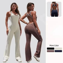 Load image into Gallery viewer, Seamless Backless Yoga Jumpsuit Set
