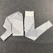 Load image into Gallery viewer, Women Workout Fitness Outfits Hollow Mesh Sports Sets Running Set High Waist Gym Sets Energy Seamless Yoga Suits New 2 Pcs Sets
