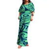 Load image into Gallery viewer, Low Price Custom Polynesian Tribal Print Dress Womens Crew Neck Half Sleeve Corset Rompers Hawaiian Design Side Pocket Jumpsuits
