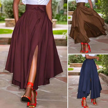 Load image into Gallery viewer, ZANZEA Fashion Irregular Skirts Holiday Zipper High Waist A Line Skirts  Womens Summer Long Skirts Vintage Beach Solid Skirts
