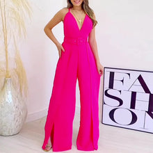 Load image into Gallery viewer, Women Spring Plus Size Trend Africa Wide Leg Pants Bodysuit Stitching Solid Casual Wide Leg Size Jumpsuit
