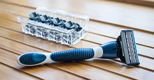 Load image into Gallery viewer, QShave Blue Series 5 Layer USA Blade Manual Razor Mens Shaving Razor with 6 Pieces X5 Blade and each Piece has trimmer Blade
