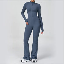 Load image into Gallery viewer, Zipper Breathable Solid 1-Piece Long Sleeve Yoga Jumpsuit High-Intensity Fitness Sports Bodysuit Fast Shipping Available
