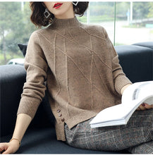 Load image into Gallery viewer, Pink Turtleneck Winter Knit Pullover
