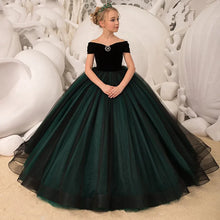 Load image into Gallery viewer, Green Tulle Girls Prom Gown
